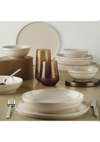Resim Kütahya Porselen Fit-c 12 Parça 4 Kişilik Stackable Yemek Takımı - Krem 