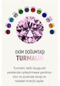 Resim Ekim Turmalin Doğum Taşı Rose Tektaş Çivili Gümüş Küpe 