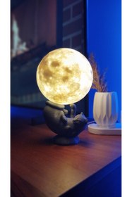 Resim DorDen3D Dekoratif Kedi Masa & Gece Lambası 