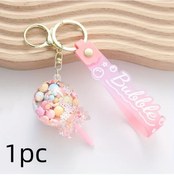 Resim Meridiangoods Gül Rengi 2d Lolipop Anahtarlık Renkli Boncuklar Sağlam Anahtarlık 