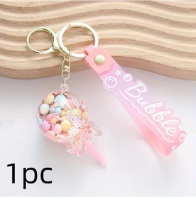 Resim Meridiangoods Gül Rengi 2d Lolipop Anahtarlık Renkli Boncuklar Sağlam Anahtarlık 