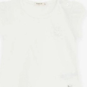 Resim Breeze Kız Bebek Çiçek Detaylı Pamuklu Tshirt-14571 Beyaz 