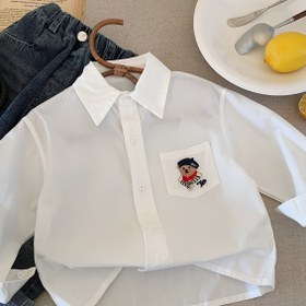 Resim Gençlerin Rahat Uzun Kollu Gömleği - Panda ve Kırmızı Kurdele Tasarımı ile, Bol Kesim, Düşük Omuz, Orta Esneklik, İlkbahar/Sonbahar Temel, Gençlerin İlkbahar Dış Giyim | Eğlenceli Genç Tasarım | Orta Esneklikli Kumaş 