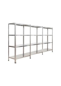 Resim Çelikrafburada 4 Katlı 3 Lü Bitişik Çelik Galvaniz Arşiv Rafı Depo Rafı Kiler Rafı 43x60x200 Dx51 Kalite Gümüş 