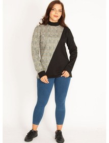 Resim Kadın Gri Ekoseli Sweatshirt 65n34755-gri Gri 