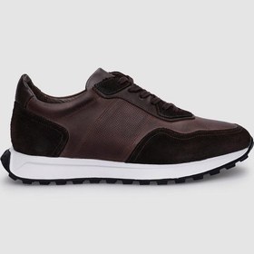 Resim Cabani %100 Hakiki Deri Kahverengi Bağcıklı Erkek Sneaker Kahverengi 