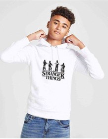 Resim Stanger Things Bisiklet Arka Dönük Baskılı Unisex Çocuk Sweat Beyaz 