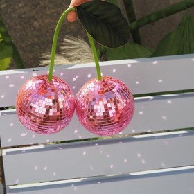 Resim Disco Topu Yeni Kiraz Disco Ayna Topu Asılı Işığı Yansıtır DJ Kulüp Sahne Bar Parti Düğün Tatil Dekorasyonu Ev Kiraz Dekoru (9.91cm, Pembe) 