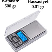 Resim Dijital Hassas Elektronik Kuyumcu Cep Terazisi Tartı 500 gr / 0.1 gr 