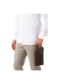 Resim Newish Polo Erkek Vegan Deri Siyah Portföy Clutch Traş Kozmetik Bakım Ve Günlük El Çantası New381 Kahverengi 