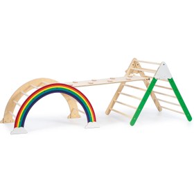 Resim Foldable Mountain Triangle & Rainbow Arch Climbing Set Painted-Vivid - Cloud/Slide Ramp 