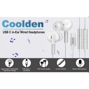 Resim Beyaz Tip C Usb Type C Kulaklıklar Hifi Surround Ses Mikrofonlu 3.5mm Kablolu Kulaklıklar Galaxy S24 S23 S22 Ultra İphone 15 Pro Max 