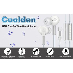 Resim Beyaz Tip C Usb Type C Kulaklıklar Hifi Surround Ses Mikrofonlu 3.5mm Kablolu Kulaklıklar Galaxy S24 S23 S22 Ultra İphone 15 Pro Max 