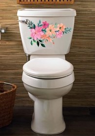 Resim Soft Renkli Çiçekler Klozet Kapağı Ve Banyo Sticker Seti 