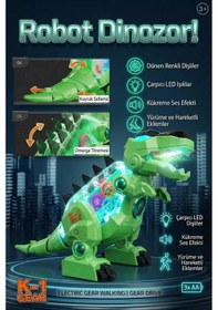 Resim Vardem Oyuncak K-1 Gear Şeffaf Gövdeli Işıklı Sesli Yürüyen T-rex Robot Dinozor Yeşil Çok Renkli 