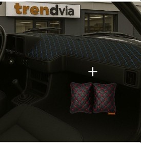 Resim Tofaş Şahin Doğan Kartal Alçak Ön Göğüs Siyah-mavi Torpido Kılıfı / Siyah-kırmızı Boyun Yastığı 