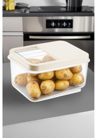 Resim Meleni Home Sürgülü Kapak Sebzelik Patates Soğan Sebze Saklama Kabı Erzak Saklama Kabı Krem 16 L 