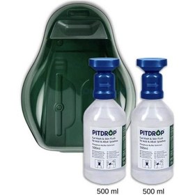 Resim Göz Duşu Solüsyonu Set Pitdrop 500 Ml Kimyasal İkili Aynalı Set Duvar Tipi 