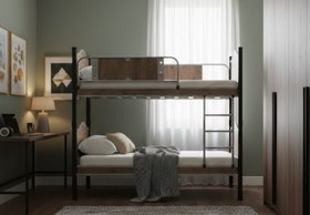 Resim Argimo İnci Genç Çocuk Odası Metal Ahşap Siyah Ranza ve Karyola - 90x190 