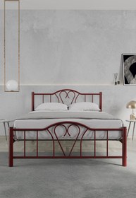 Resim ARGİMO Orkide Tek Kişilik Ferforje Metal Karyola Bordo 