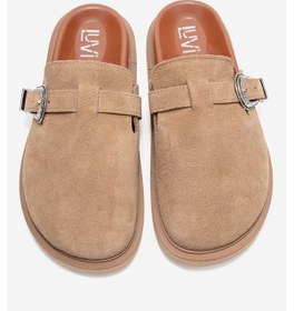 Resim Luvishoes Luvi Shoes Vesta Toprak Süet Tokalı Hakiki Deri Kadın Burnu Kapalı Terlik Toprak 