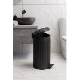 Resim Begin Power Vintage 16 Lt Yavaş Kapanır Kapaklı Ofis Mutfak Banyo Balkon Çöp Kovası Siyah 