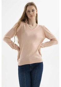 Resim Fashion Friends Kadın V Yaka Kazak 23k0244k1 Pudra 