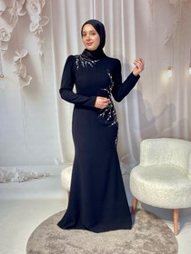 Resim Zümrüt Tesettür Abiye - Siyah / 44 