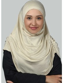 Resim Altobeh Hazır Türban Büzgülü Pileli Pratik Eşarp Tesettür Hijab - Namaz Örtüsü - Krem 