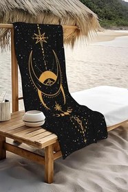 Resim Dijital Baskı Plaj Deniz Havlusu Ay ve Yıldız Desenli Peştamal HVL0148 