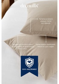 Resim Micro Fermuarlı Yastık Alezi Sıvı Geçirmez 4 Lü Set Yastık Koruyucu 50x70 Bej 