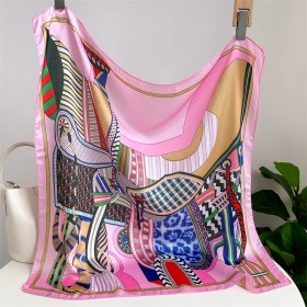 Resim Jump Rabbit Çizgili Eşarp Ipek Eşarp 70CM Küçük Kare Kafa Bandı Saç Türbanı Kravat Çanta (Yurt Dışından) 