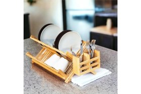 Resim Feyza Design 36X46 Bambu Bulaşıklık (Kaşıklık) V1 Kahverengi, Şık ve Doğal Tasarım 