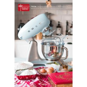 Resim Smeg 50's Style Retro Pastel Mavi Stand Mikser Smf02pbeu 