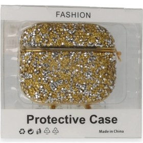 Resim İlkyaz Fashion Apple Airpods 3 (3.nesil) Mira Taşlı Kılıf - Gold 