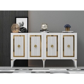 Resim cantek dizayn 150 Cm Nora Konsol Beyaz-altın 