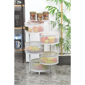 Resim Evistro 5 Katlı Metal Açılır Kapanır Paslanmaz Sebzelik Beyaz 