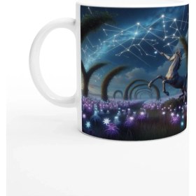 Resim Yay Burcu Baskılı Kahve Kupası - Ay Işığında Zodyak Bahçesi Vs3 