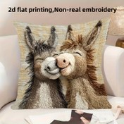 Resim 1 adet Sevimli Donkey Peluş Yastık Kılıfı - Yumuşak Bej Karikatür Donkey Tasarımı, 45.72x45.72cm, Tek Taraflı Baskı, Gerçekçi Olmayan Polyester Kumaş, Fermuar Kapatma, Makinede Yıkanabilir - Ev Dekoru, Düğünler, Ofis veya Stüdyo için Mükemmel, Dekoratif Yastıklar 