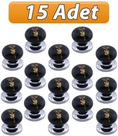 Resim Glaswen 15 Adet Asya Kulp Siyah Polimer Düğme Kulp Krom Tabla Mobilya Mutfak Dolabı Çekmece Kulbu Kulpları 