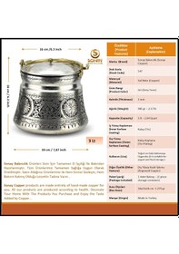 Resim Işlemeli Eskitme Yoğurt Bakır Bakraç 3 L Bakır 