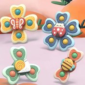 Resim 1 adet/3 adet Renkli Vantuzlu Dönen Oyuncak - Eğlenceli Böcek ve Doğa Temalı Döner, Gençler ile Oynanması Uygun - Küvet, Yemek Masası ve Banyo Oyunları için Mükemmel, Cadılar Bayramı, Şükran Günü ve Noel Hediyeleri için İdeal 