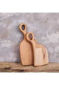 Resim 2'li Kayın Kesme Tahtası & Sunum Tahtası Ahşap 