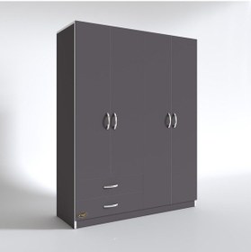 Resim Kenzlife Gardırop 4 Kapaklı Kapılı 2 Çekmeceli Orkide Gri 180 120 42 Gardolap Dolap 