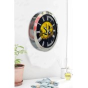 Resim Bahat Krom Çerçeveli Salon Ofis Duvar Saati 36 cm 