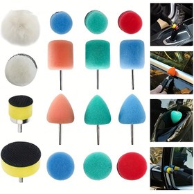 Resim 22 Adet Evrensel Parlatma ve Balmumu Pedleri Seti, Çok Şekilli Oto Ayrıntı Köpük Parlatıcı Seti Araba, Motosiklet, Ahşap, Metal, Piyano ve Cam için 