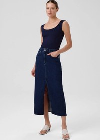 Resim Lacivert Oval Yaka Kolsuz Bluz - LACİVERT / 40 