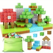 Resim Manyetik Yapı Taşları, 64/100/148 adet Manyetik Yapı Taş Seti, Kendin Yap 3D Bulmaca Oyuncak, Yaratıcı Orman Ev Dekorasyonu, Mükemmel Tatil Hediyesi, Çok Renkli İnşaat Seti 