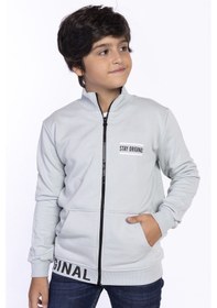 Resim Toontoy Kids Toontoy Erkek Çocuk Dik Yaka Fermuarlı Cepli Baskılı Örme Hırka - 2 İplik Şardonlu Yeşil 