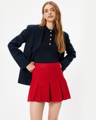 Resim Yüksek Bel Mini Pileli Tüvit Etek 